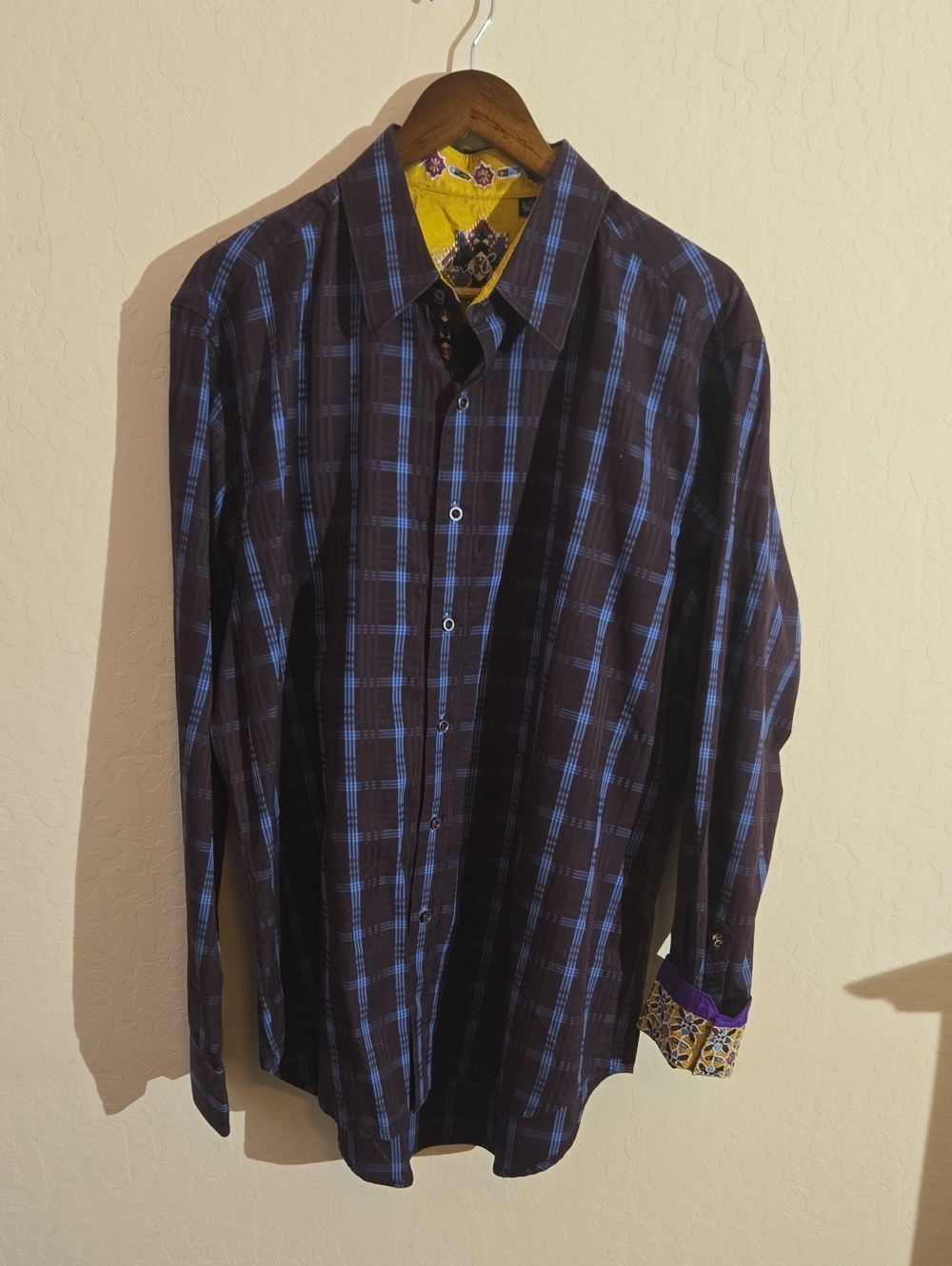 Robert Graham Navy and Light Blue Plaid Button-Down Shirt